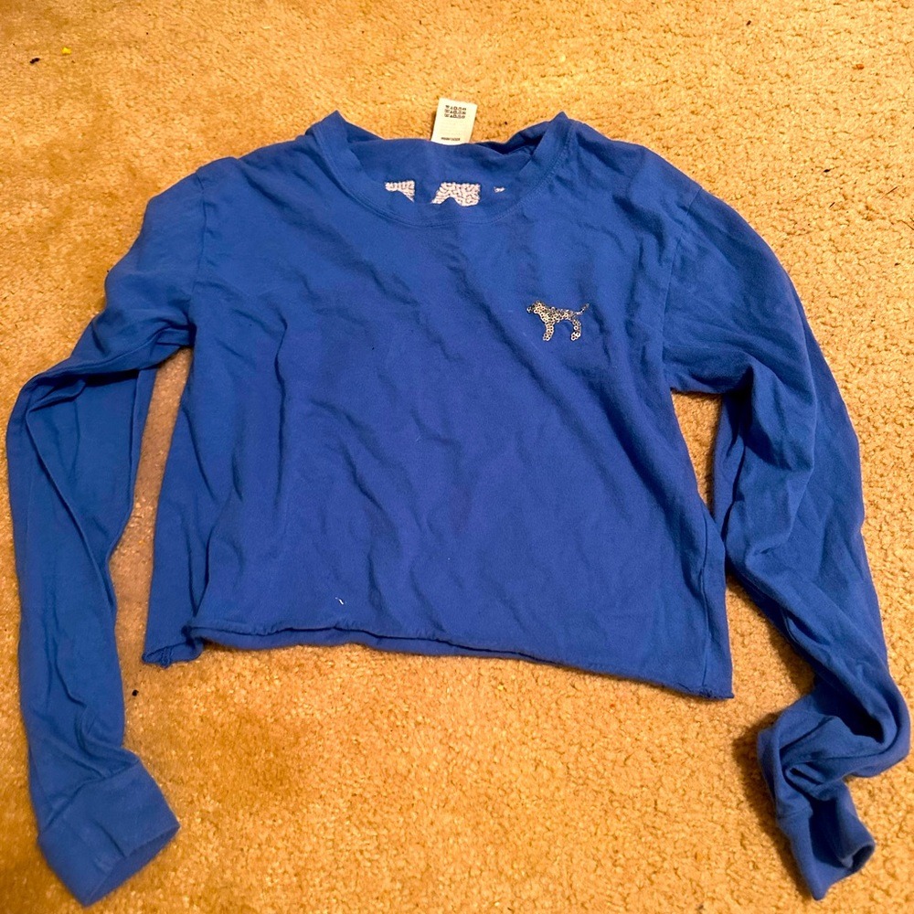 pink victoria’s secret blue long sleeve size medium